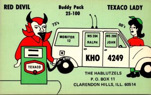 Illinois Clarendon ills QSL Card Red Devil & Texaco Lady 1979