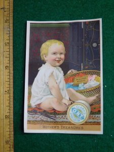 1870s-80s ONT Clark's Spool Cotton Baby w/ Spool Victorian Trade Card F35