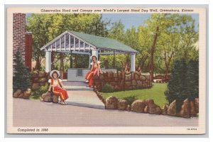 Postcard Observation Hood & Canopy World's Largest Hand Dug Well Greensburg KS