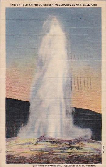 Wyoming Yellowstone National Park Old Faithful Geyser 1950