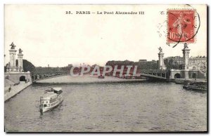 Old Postcard Paris Pont Alexandre III boat barge