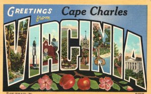 1948 Greetings From Cape Charles Virginia Capital Building Vintage Postcard