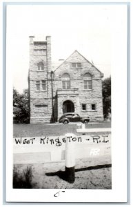 West Kingston Rhode Island RI Postcard Court House Entrance c1940's RPPC Photo