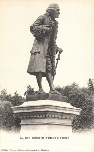 Statue De Voltaire A Ferney Statuary Ferney-Voltaire France Vintage Postcard