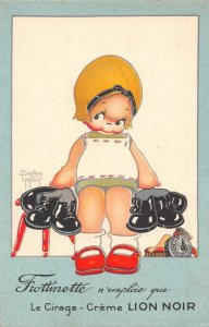 Advertising Frottinette Cirage Creme Lion Noir Art Beatrice Mallet postcard B929
