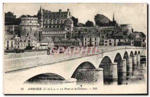 Old Postcard Amboise Bridge and the Castle