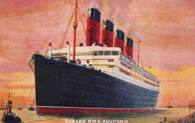 Cunard Ocean Liner, R.M.S. Aquitania, Early English Postcard, Unused