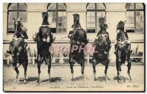 Old Postcard Horse Equestrian Saumur Cavalry School bows