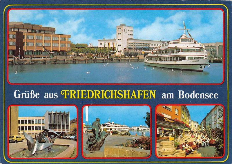 GG13400 Gruesse aus Friedrichshafen am Bodensee Schiff Brunnen Statue