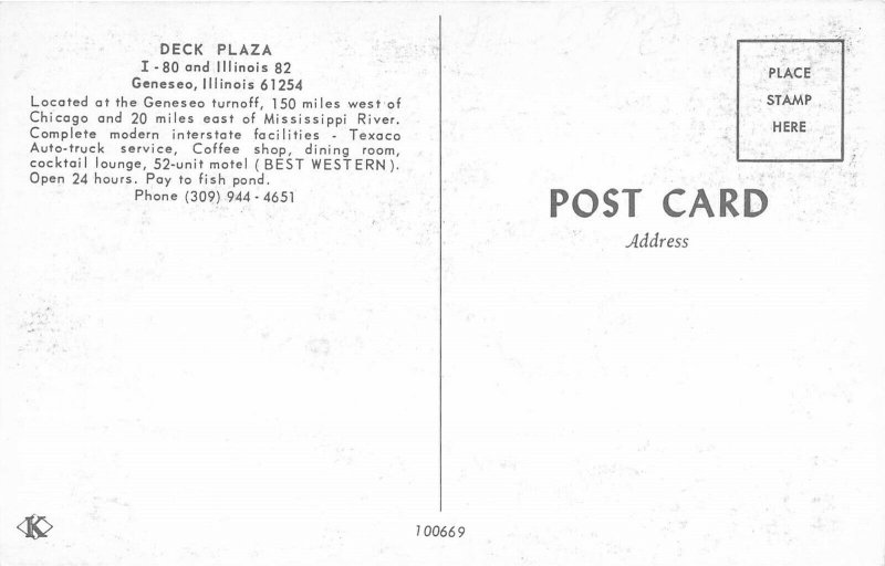 Geneseo Illinois 1960s Postcard Deck Plaza Truck Stop Gas Station