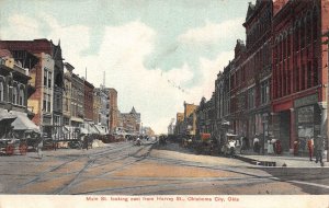 Oklahoma City Oklahoma Main St., East From Harvey St., Color Lithograph PC U8542