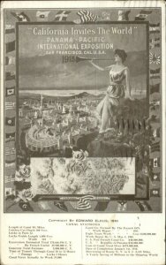 1915 Panama Pacific Expo Early Promo 1910 w/ Statistics - Postcard
