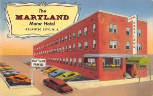 Atlantic City New Jersey Maryland Motor Hotel Linen Antique Postcard J46945