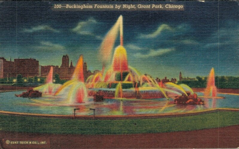 USA Buckingham Fountain Night Grant Park Chicago Air Mail 6 Cent US Stamp 08.10