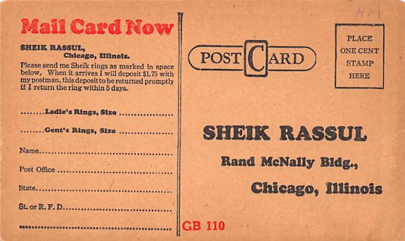 The Sheik Advertising Unused 