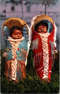 Piute Babies on Cradle Boards, Reno NV Vintage Postcard P41