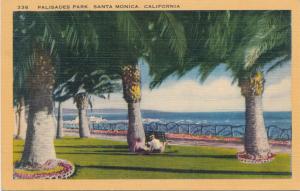 Palisades Park on Pacific Ocean Coast at Santa Monica CA, California - Linen