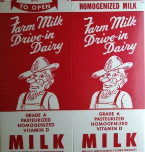 Farm Milk Man Drive In Dairy Vintage Unused Half Gallon Waxed Carton 1960s NOS