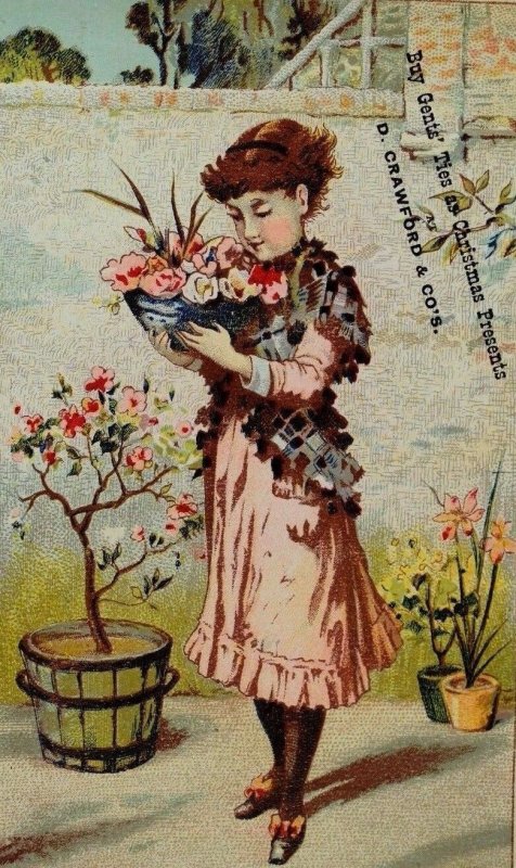 Gent's Ties & Christmas Presents Lovely Young Girl Basket Of Flowers F81