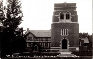 Real Photo Postcard M.E. Church in Belle Plaine, Iowa