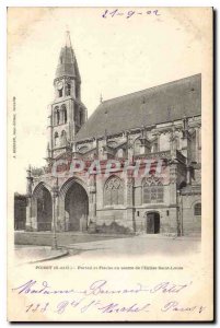 Old Postcard Poissy S and O Portal and Fleche stone of the Church of St. Louis