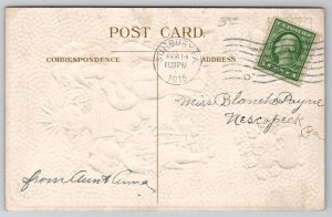 Valentines Day Fancy Woman Man With Flowers Postcard X24