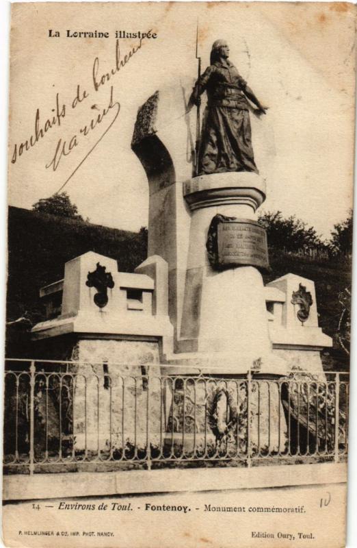 CPA FONTENOY - Env. de TOUL - Monument commémoratif (483466)