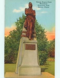 Unused Divided-Back MONUMENT & PARK SCENE Quincy Illinois IL r7894