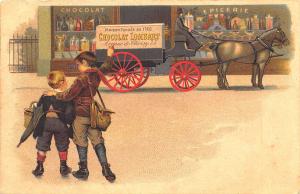 Paris France Lombart Chocolate Horse & Delivery Wagon Postcard