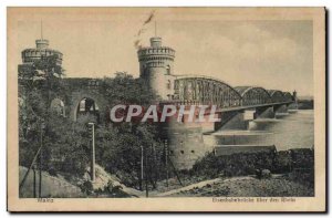 Old Postcard Mainz am Rhein Eisenbahnbrücke uber den Rhein