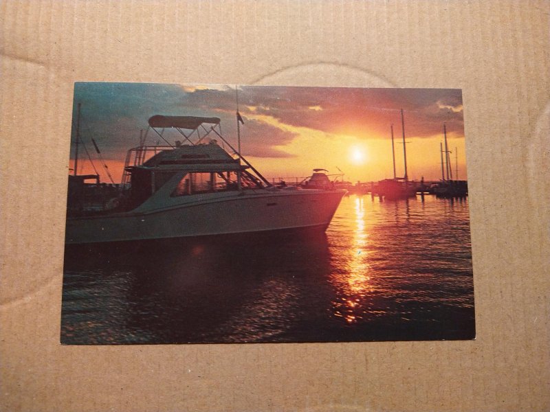 1960's Florida Scenic Boating Boats Waterway Sunset Chrome Postcard