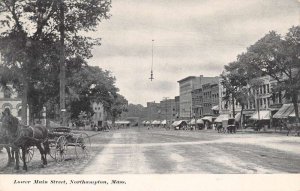 Northampton Massachusetts Lower Main Street Vintage Postcard AA33786