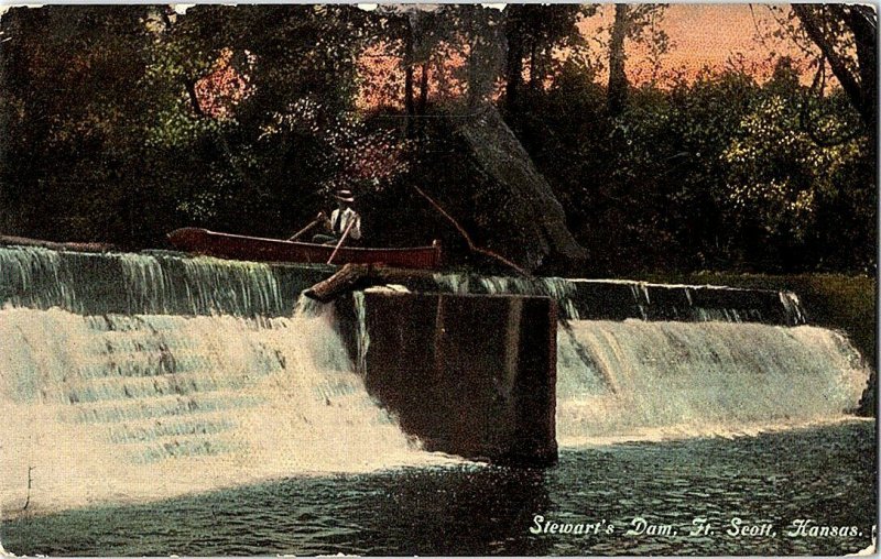 Stewart's Dam Ft. Scott Kansas Vintage Postcard Standard View Card 