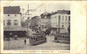 Hagerstown MD W. Washington St. Trolleys c1905 Postcard