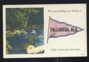 TALLADELG ALABAMA PINK PENNANT VINTAGE POSTCARD