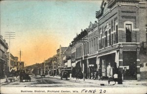 Richland Center Wisconsin WI Business District c1910 Vintage Postcard 
