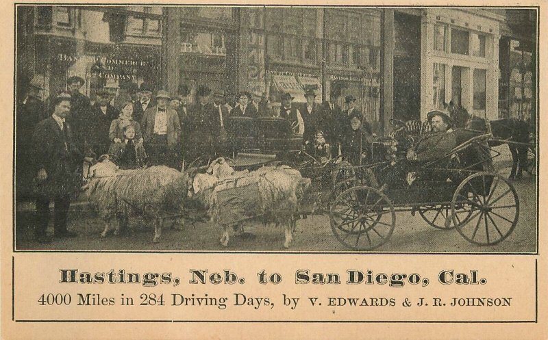 Postcard California San Diego Hastings Nebraska Cross Country Goat Cart 23-2851 