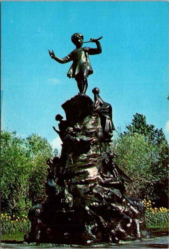 VTG Postcard Statue Peter Pan Bowring Park St John's Newfoundland Canada