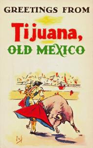 GREETINGS FROM TIJUANA OLD MEXICO-1966 LARGE LETTER ARTIST DRAWN POSTCARD