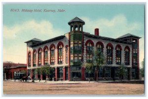 c1910's Midway Hotel Building Horse Carriage Kearney Nebraska NE Postcard