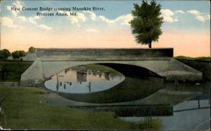 Princess Anne Maryland Monokin River Cement Bridge c1900-20s Vintage Postcard