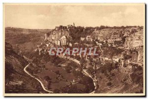 Old Postcard Rocamadour The town and valley views from the road of & # 39Hosp...