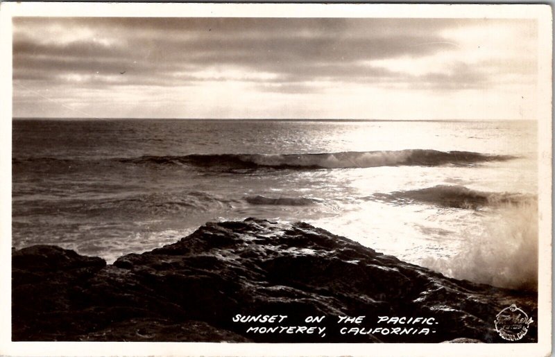 Monterey California Sunset on the Pacific Trashers Real Photo Postcard Z14