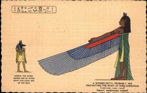 Egypt Archaeology Early Egyptian Art Winged Deity Isis c1910 Vintage Postcard