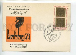 449609 GERMANY 1971 year hobby fair in Karlsruhe special cancellation postcard
