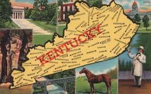 Vintage Postcard Kentucky Map Memorial Federal Hill Mammoth Cave Bridge Capitol