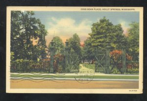HOLLY SPRINGS MISSISSIPPI COXE DEAN PLACE LINEN ADVERTISING POSTCARD