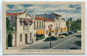 First National Bank Palm Beach Florida 1941 postcard