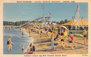 Shafer Lake Indiana Shafer Lake Beach Resort Color Linen Vintage Postcard U4595