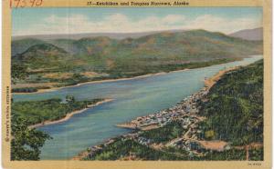 Ketchikan and Tongass Narrows Alaska Linen Unused 